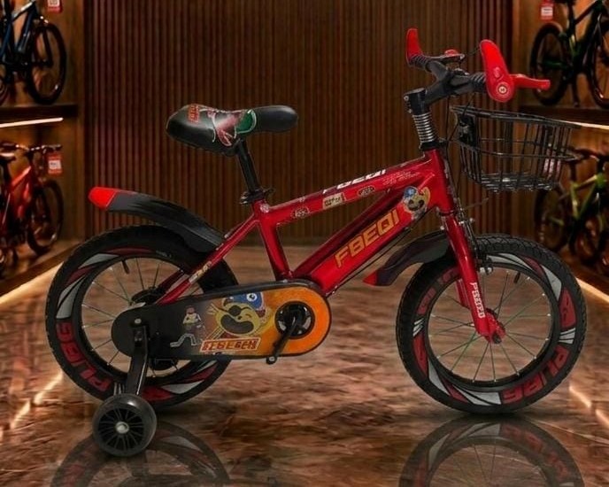 FBEIQI Kids Bicycle with Front Basket & Training Wheels (Red) — image 1