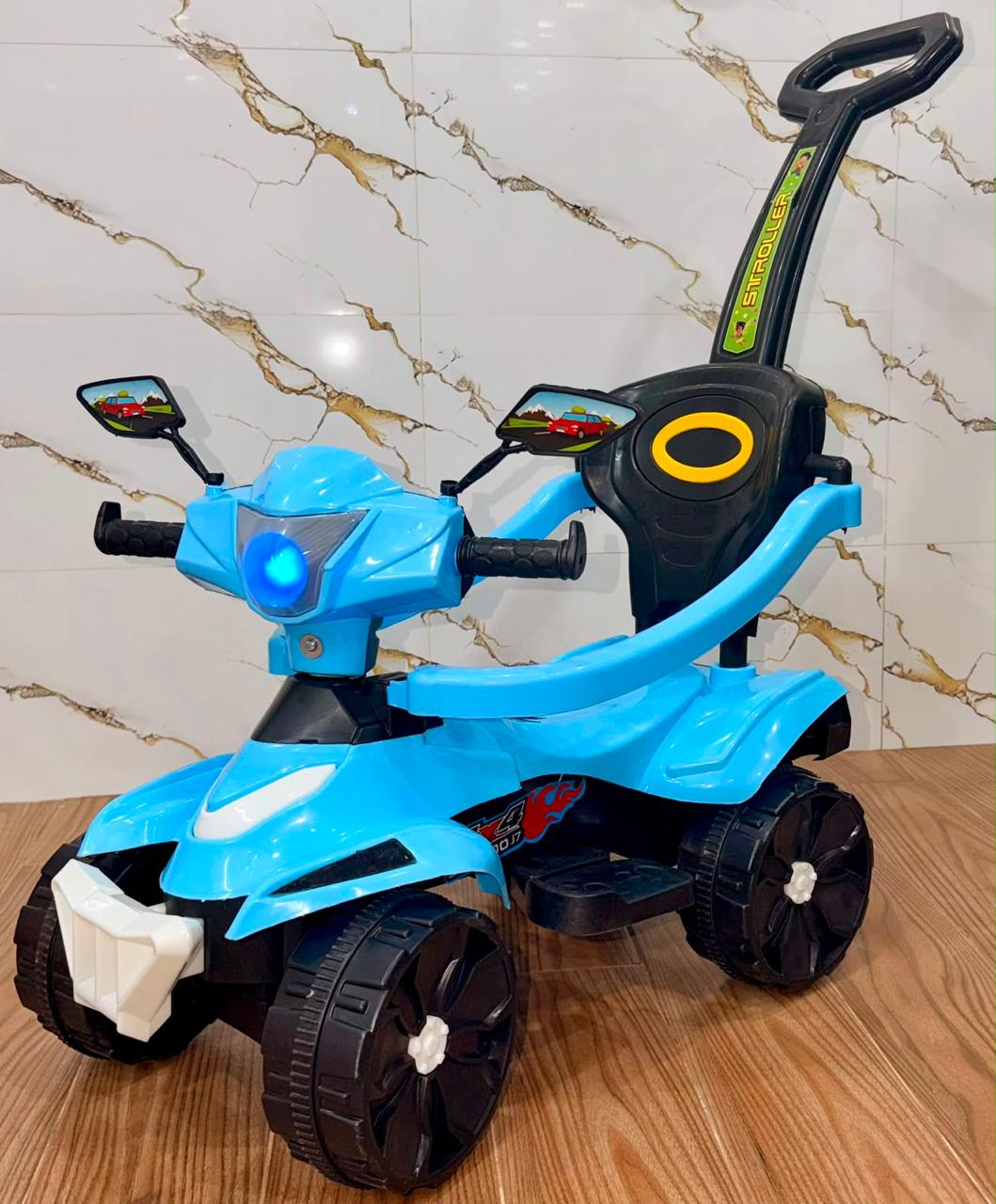 Kids ATV Quad Push Car Stroller with Parental Handle & LED Light — image 1