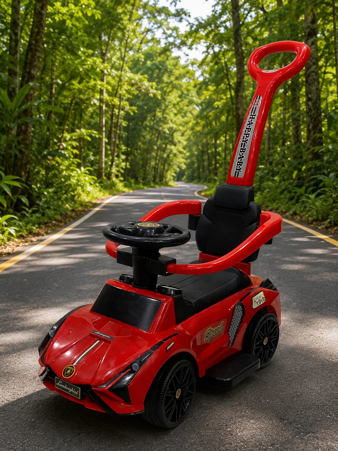 Kids Supercar Style Stroller Ride-On Car with Parental Push Handle (Red) — image 1