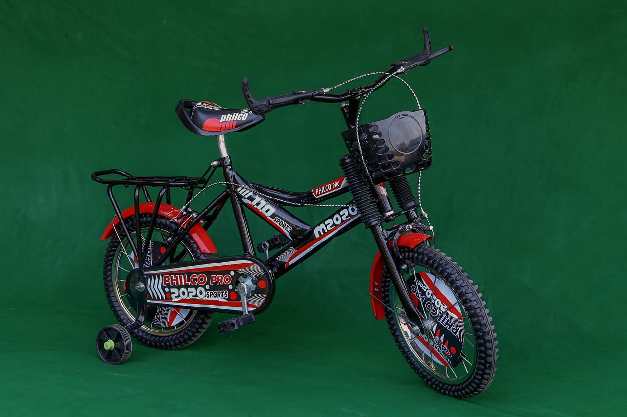 Philco Pro 2020 Kids Sport Bicycle with Front Basket & Training Wheels (Black/Red) — image 1