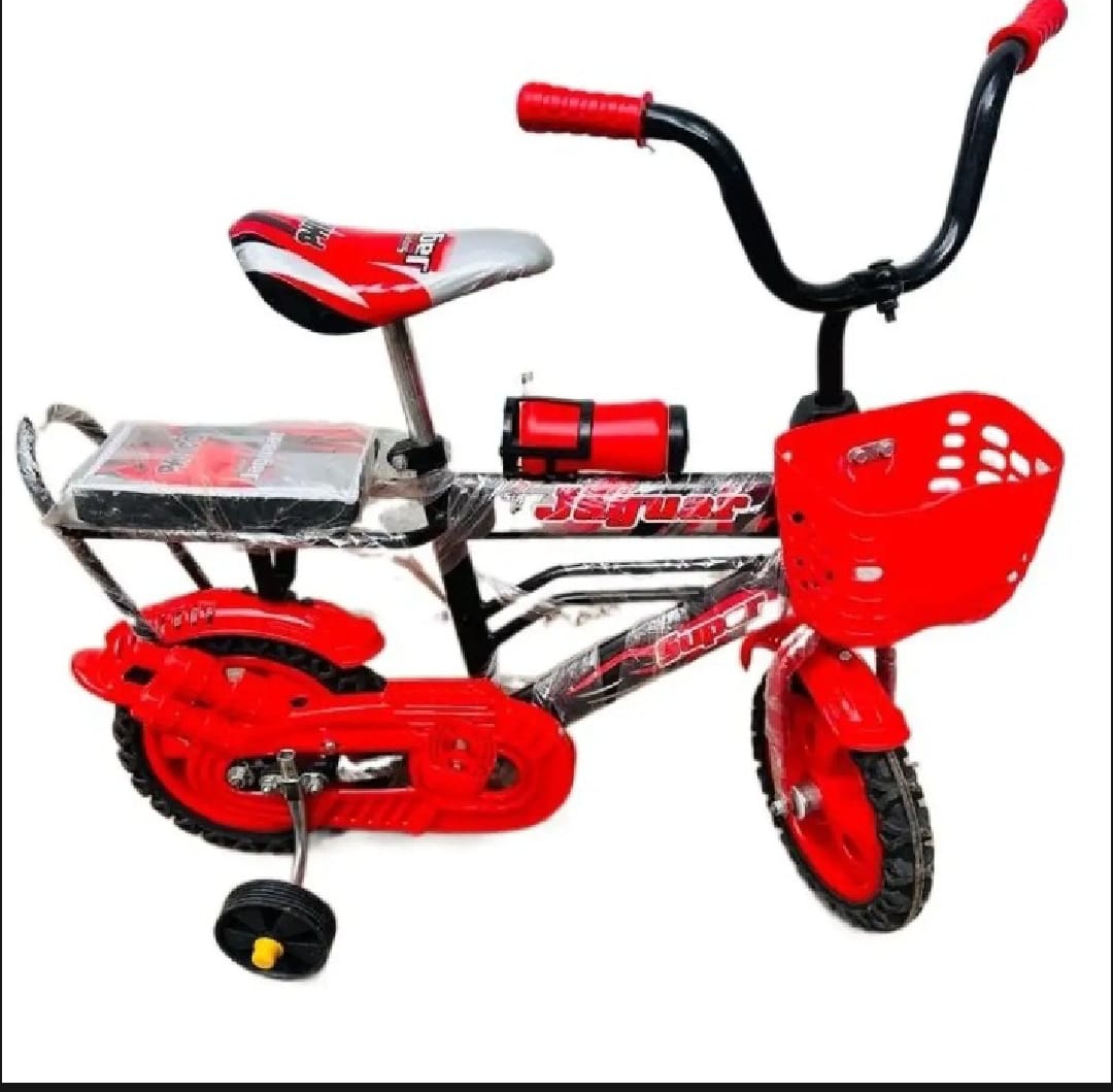 Jaguar Kids Bicycle with Front Basket, Water Bottle & Training Wheels (Red) — image 1