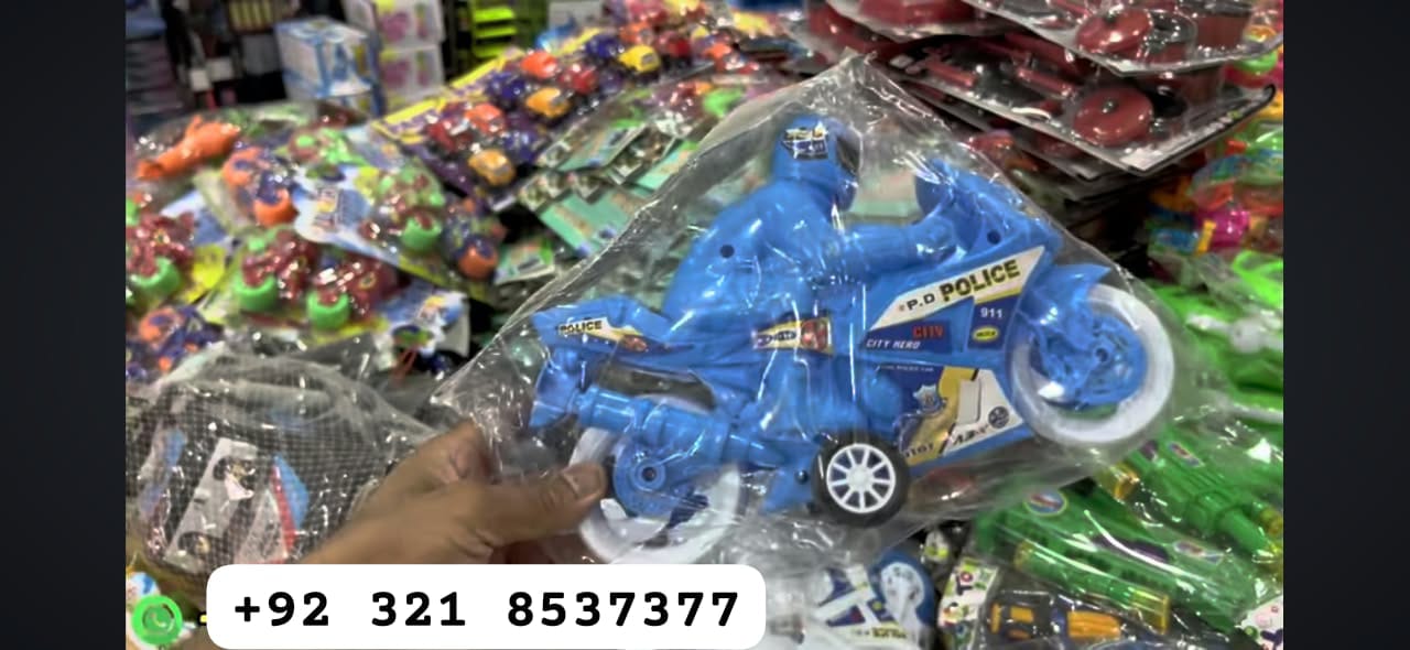 Police Motorcycle Toy with Rider Figure (Blue) — image 1