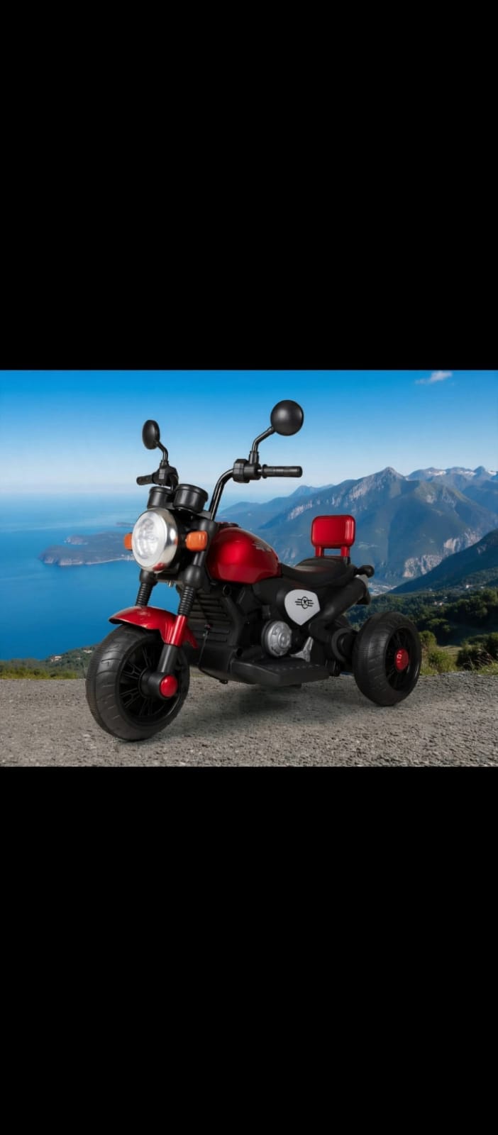 Kids Retro Cruiser Electric Ride-On Motorcycle / Chopper (Red — image 1