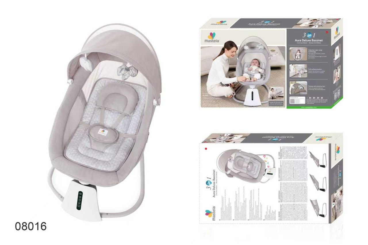 Mastela 3-in-1 Aura Deluxe Bassinet & Electric Rocker (Grey / Model 08016) — image 1