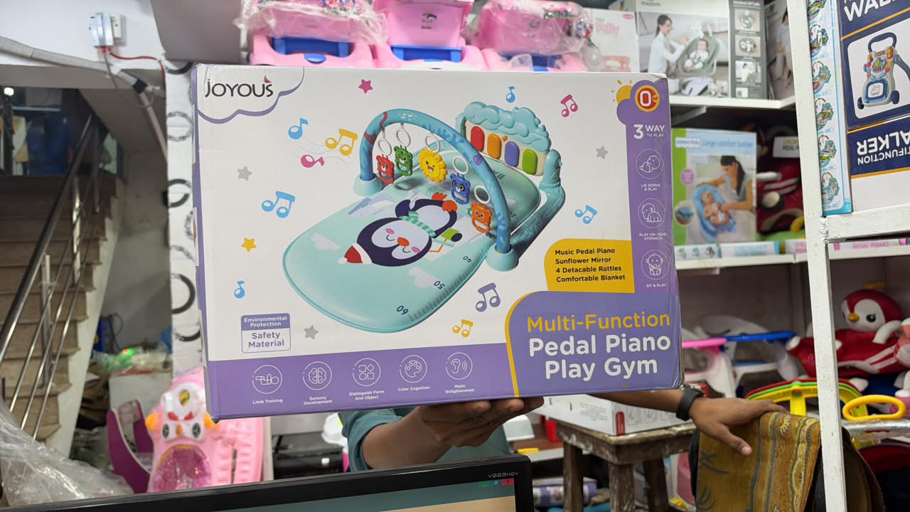 Joyous Multi-Function Pedal Piano Play Gym with Activity Arch (Blue Penguin) — image 1