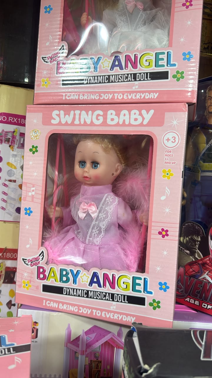 Swing Baby "Baby Angel" Dynamic Musical Doll in Swing Set (Pink Dress / 3+) — image 1