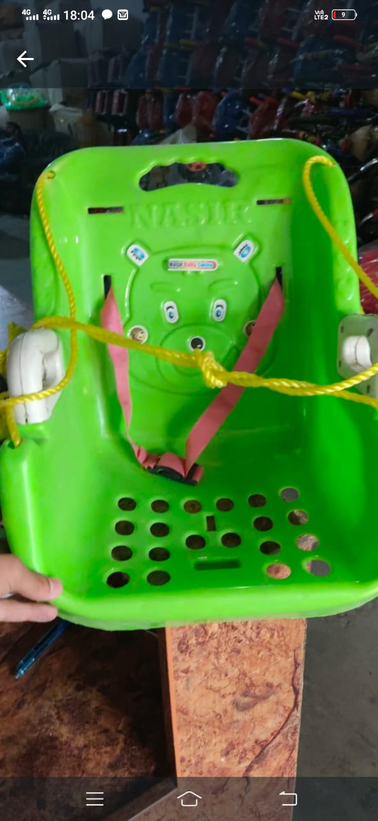 Nasir Plastic Hanging Baby Swing Chair with Safety Belt (Bright Green) — image 1