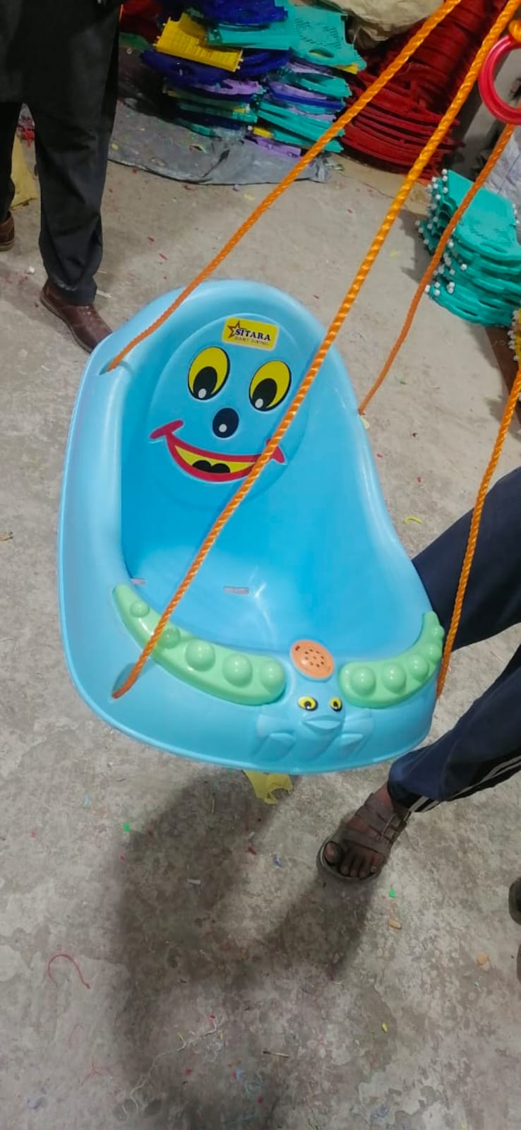 Sitara Baby Swing Molded Plastic Hanging Cradle Seat with Front Safety Bar (Light Blue) — image 1