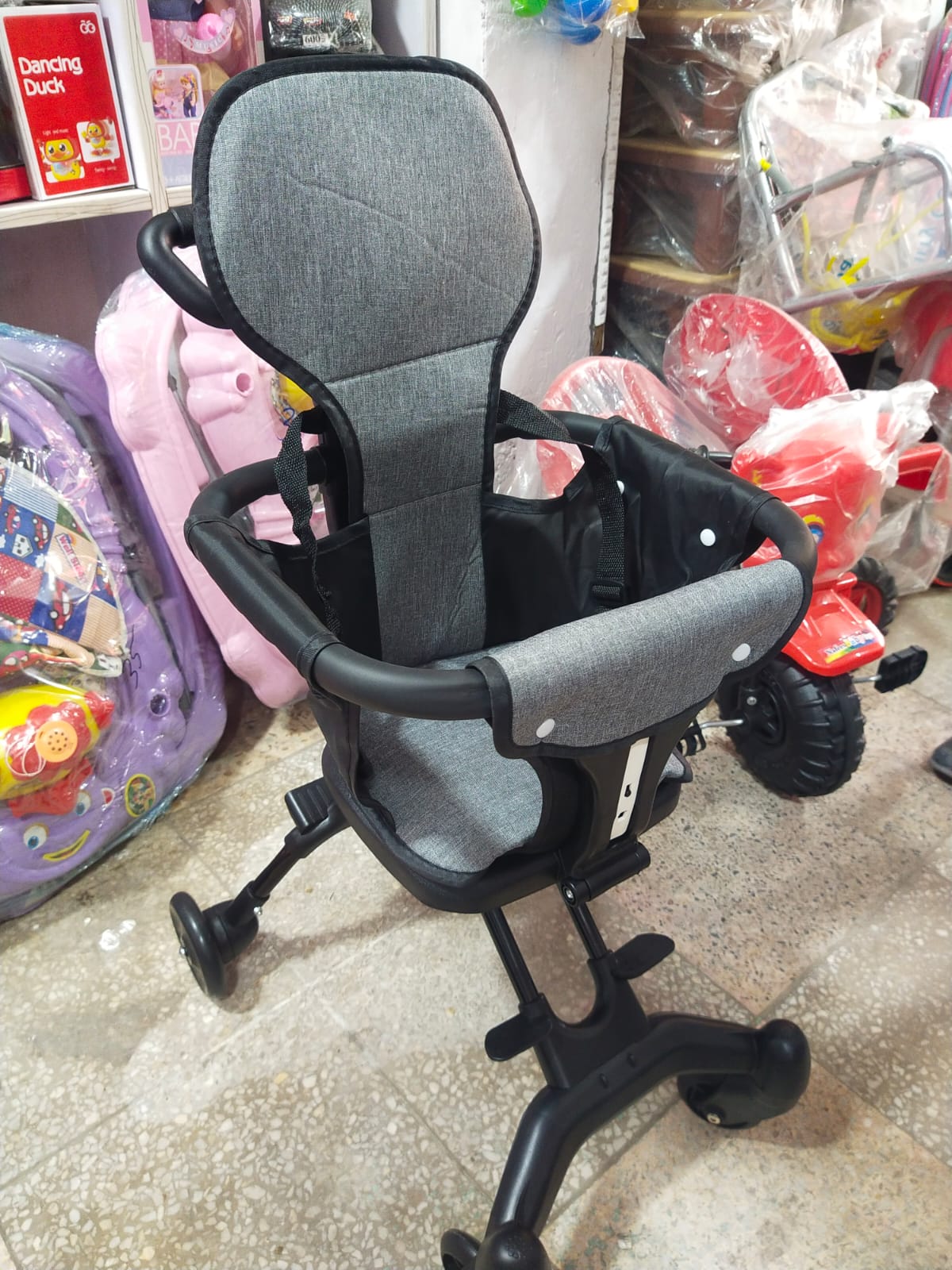 Portable Folding Magic Baby Stroller / Toddler Travel Pram (Grey & Black) — image 1