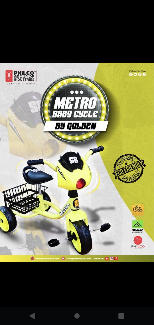 Metro Baby Tricycle / Cycle by Golden (Philco Group) - Yellow — image 1